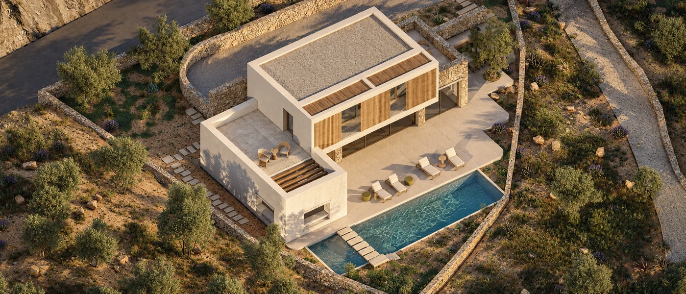 Greek Holiday House Design & CGI – Horizon Architecture
