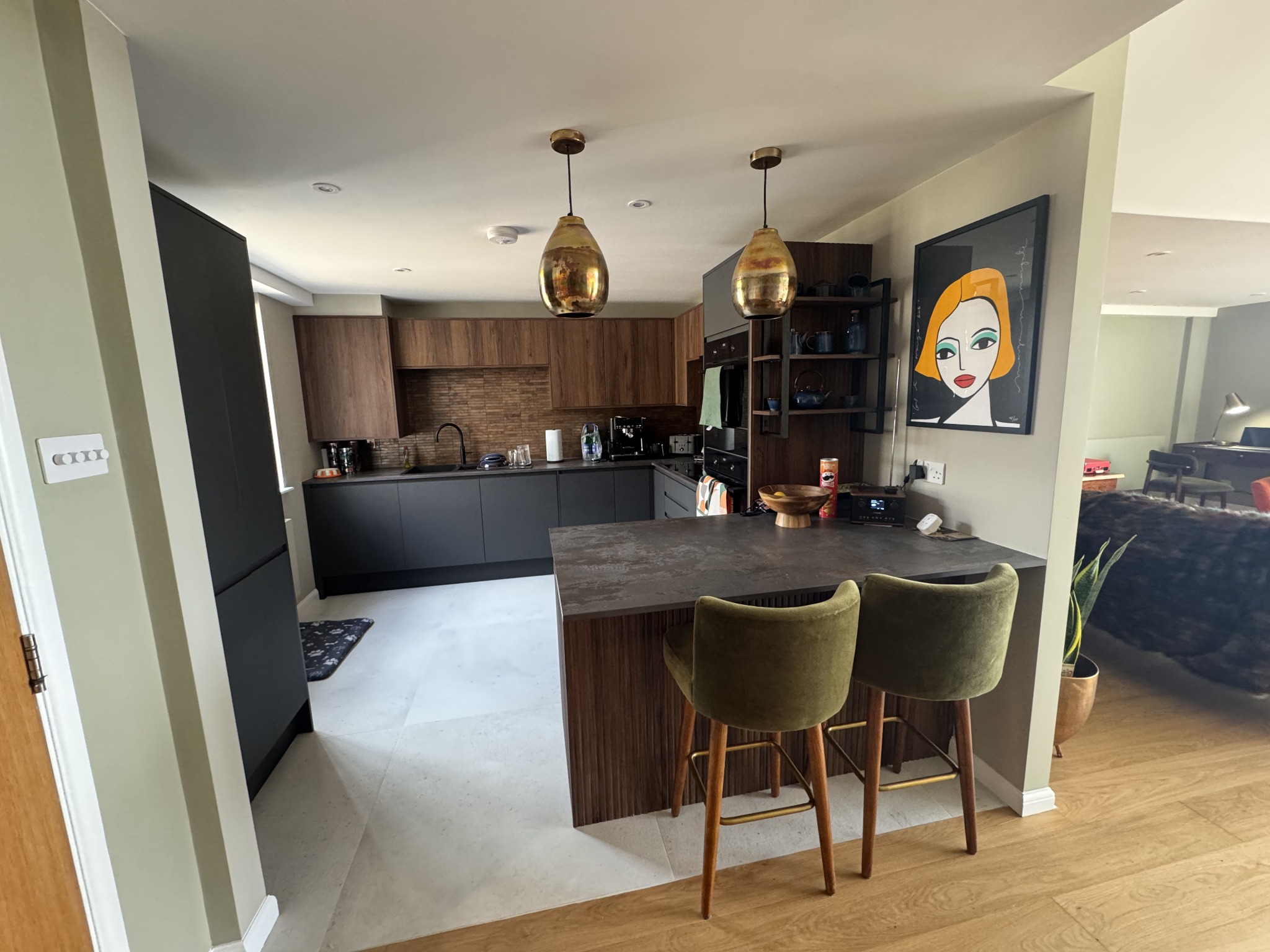 Completed bespoke kitchen and island interior